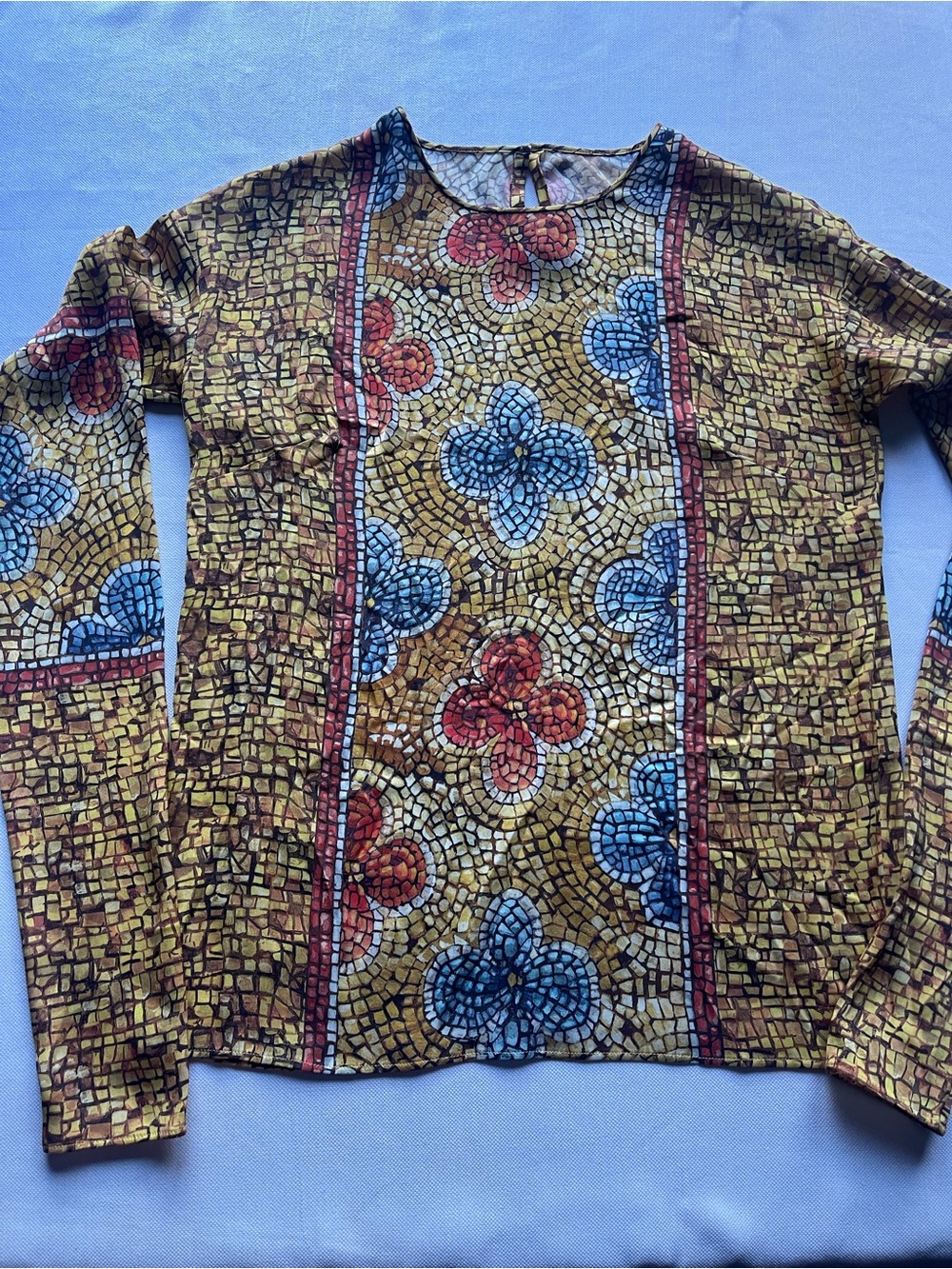 Dolce & Gabbana Mosaic Floral Long-Sleeve Top - Yellow/Blue Women IT38 F/W 2013